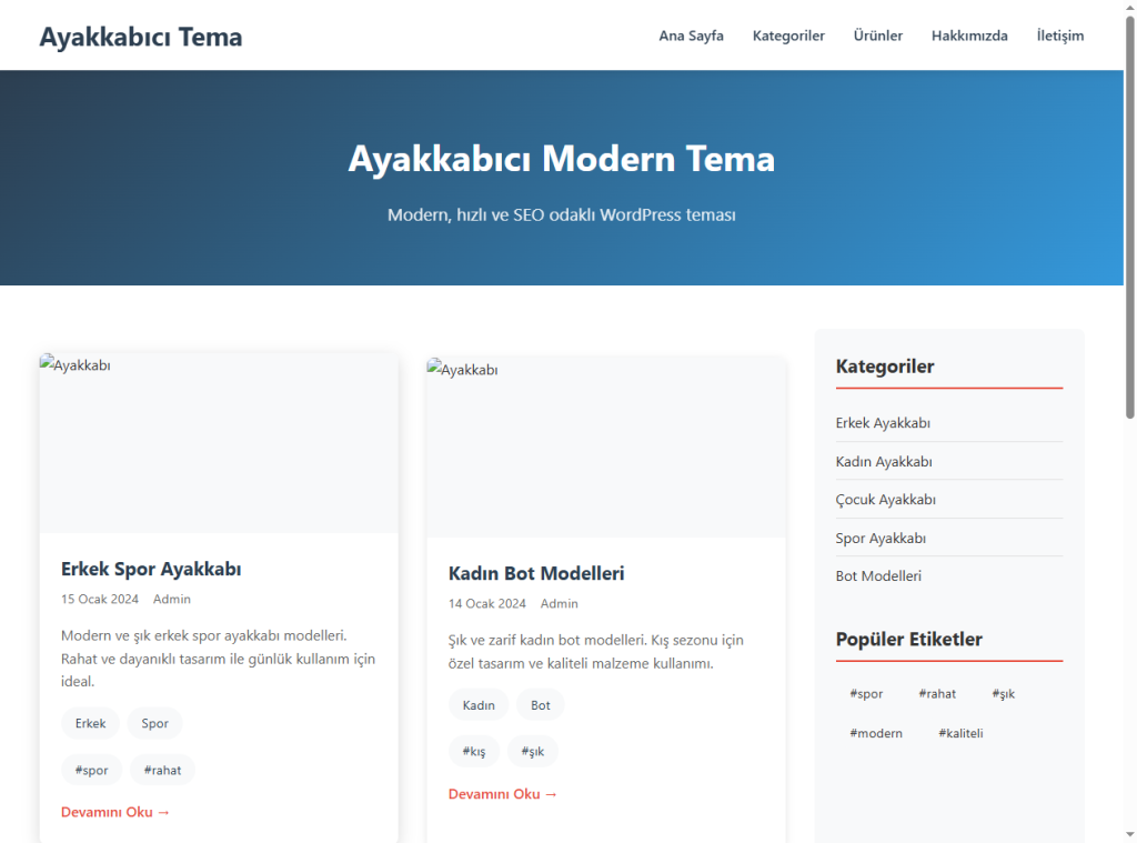 Ayakkabıcı WordPress Teması